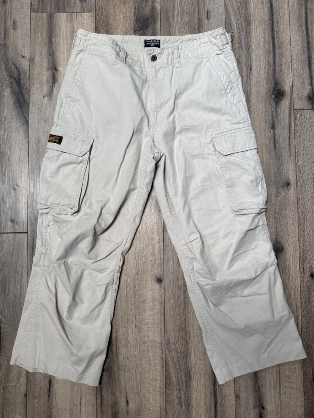 Polo Jeans Co. Ralph Lauren HEMMED Military Surplus Design Mens Khaki Cargo Pant